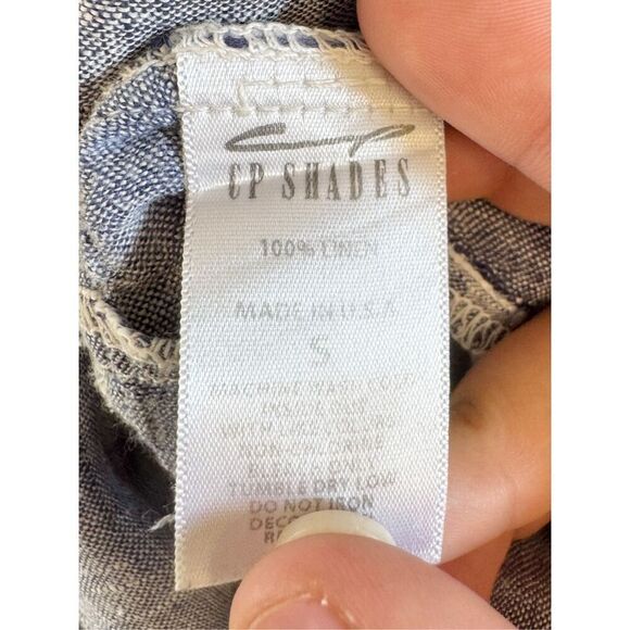 CP Shades Regina 100% Linen Collarless Pleated Bodice Tunic Top Women's Small - Picture 8 of 12